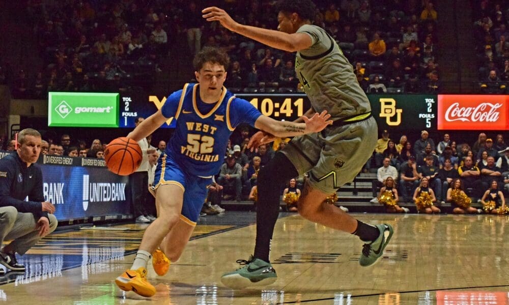 WVU Basketball Treysen Eaglestaff versus Baylor