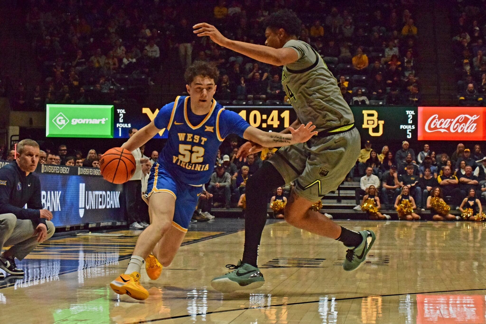 WVU Basketball Treysen Eaglestaff versus Baylor