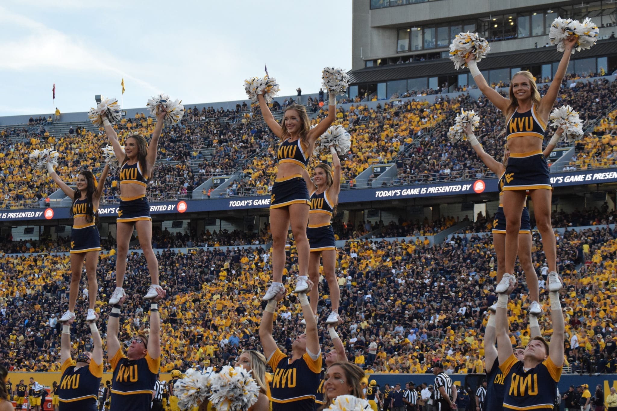WVU football cheerleaders