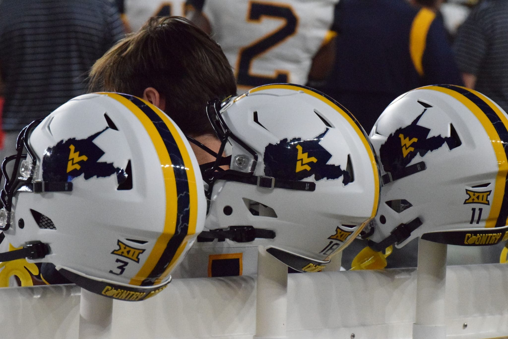 WVU Football White Helmets