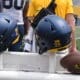 WVU Football blue helmets stock