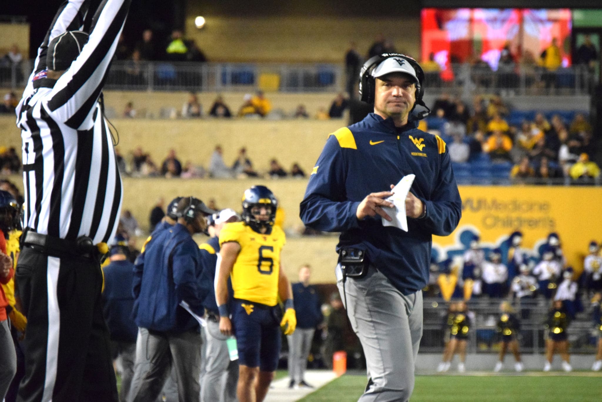 WVU Football Neal Brown and Garrett Greene