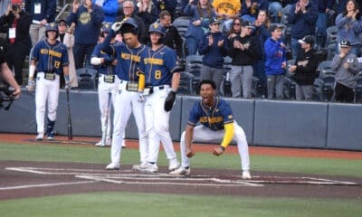 WVU Baseball Tevin Tucker celebrating