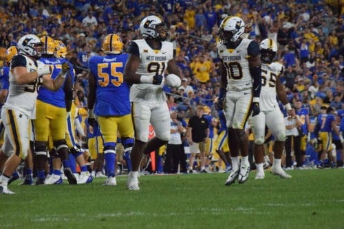 WVU Football DL Sean Martin and LB Jared Bartlett at Backyard Brawl