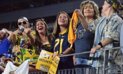 WVU football fans at Backyard Brawl at Pitt
