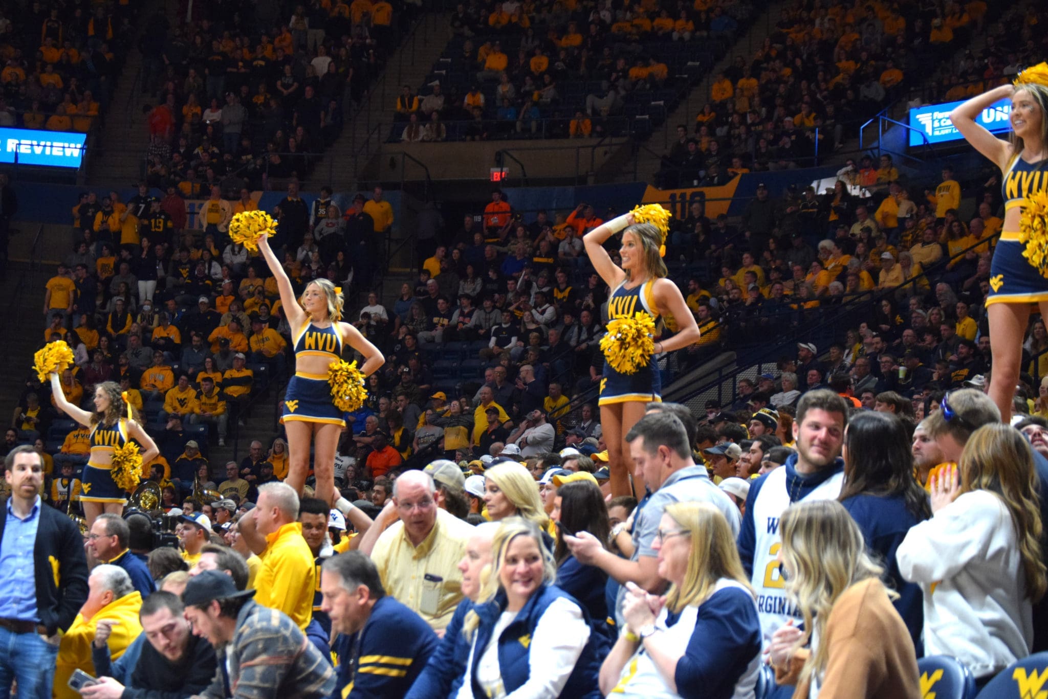 WVU fans and cheerleaders