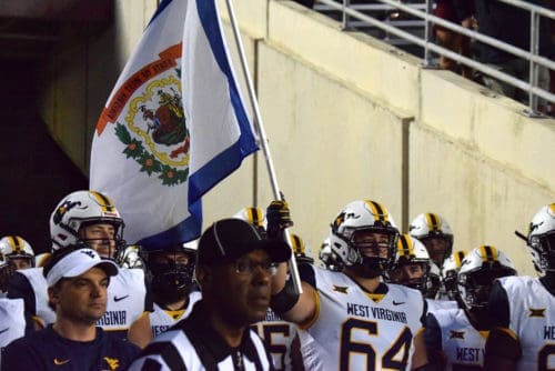 Entrance WV Flag by WVU football OL Wyatt Milum