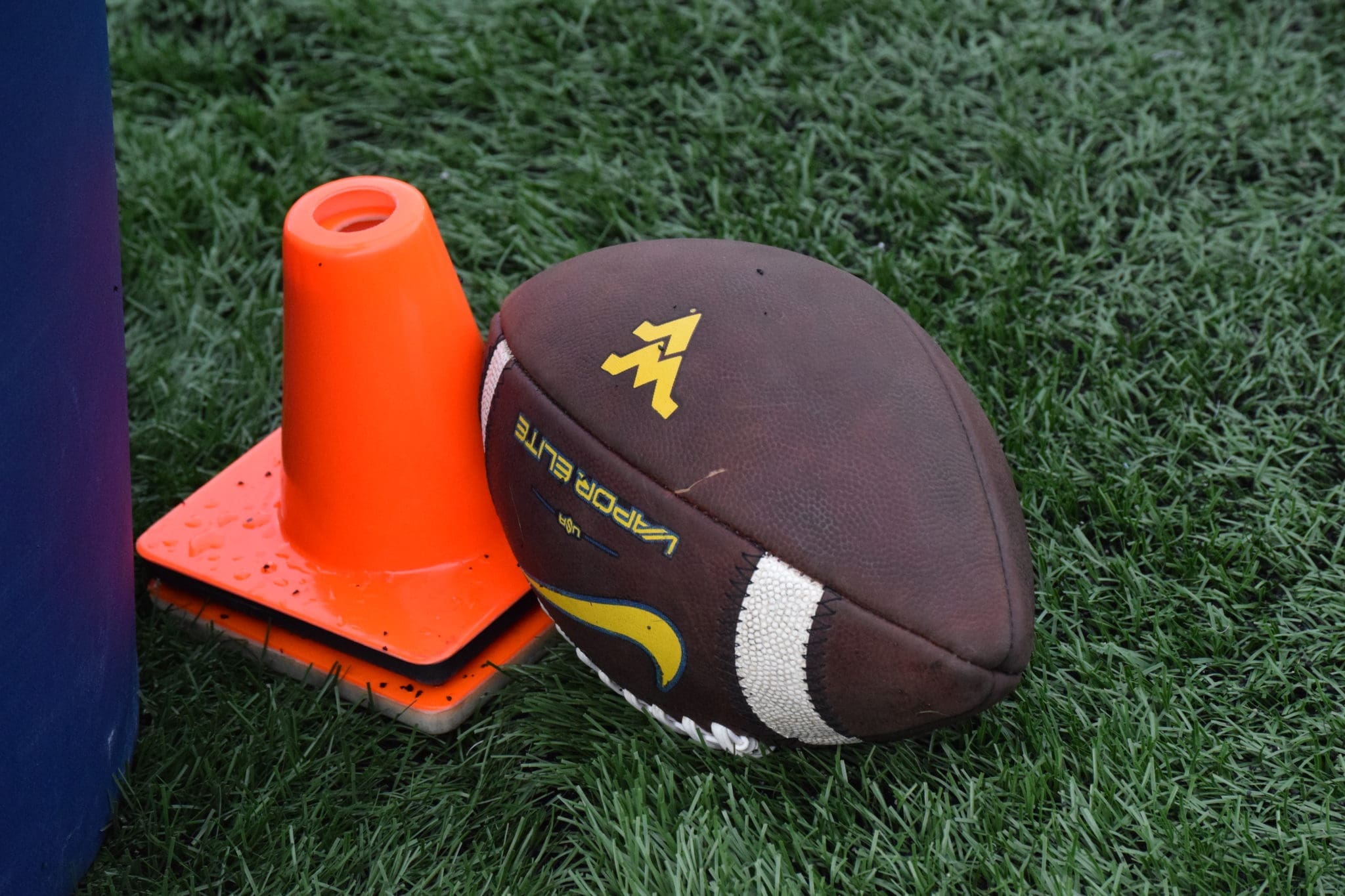 WVU football and cone stock