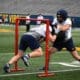 WVU football tight ends at practice