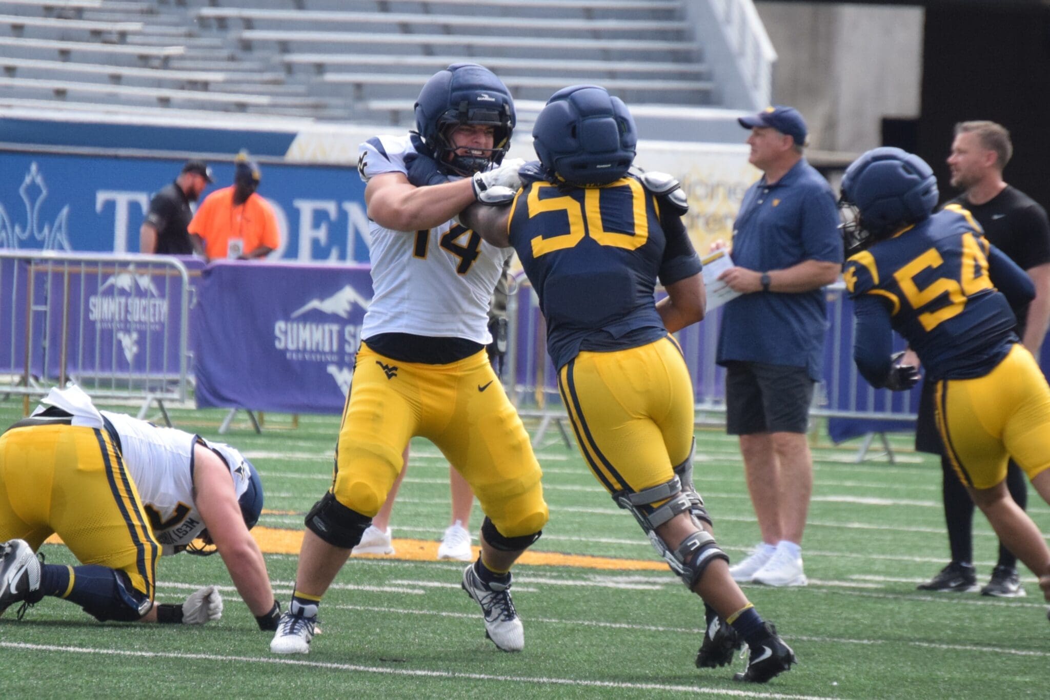 WVU Football OL Freshman Kevin Brown versus Harper Holloman Spring 2026