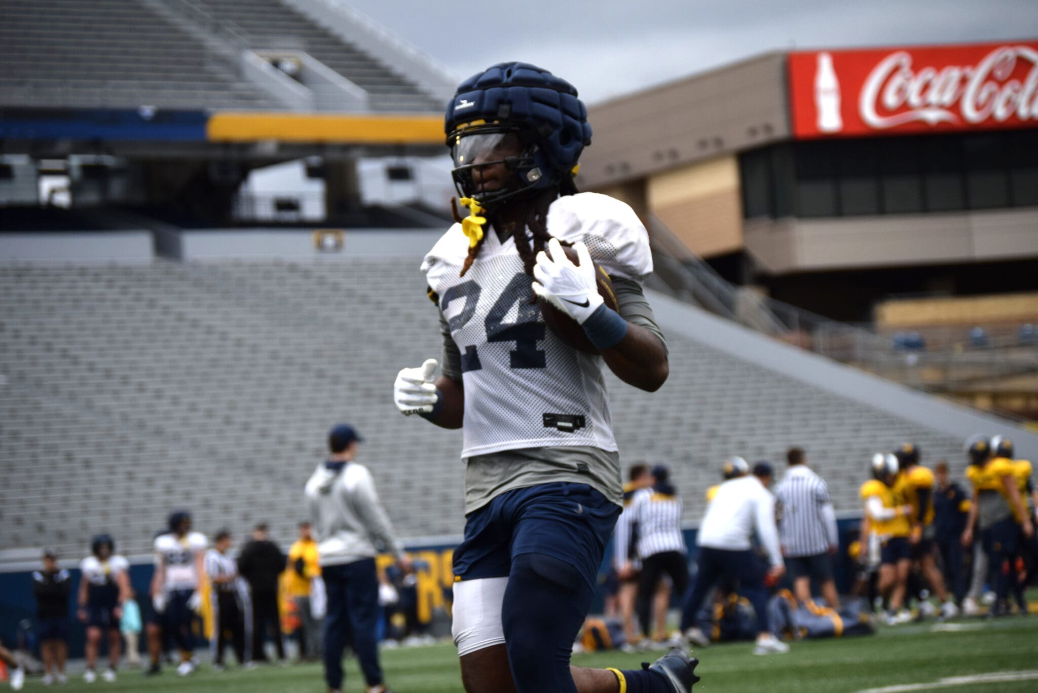 WVU Football RB Tony Mathis at practice