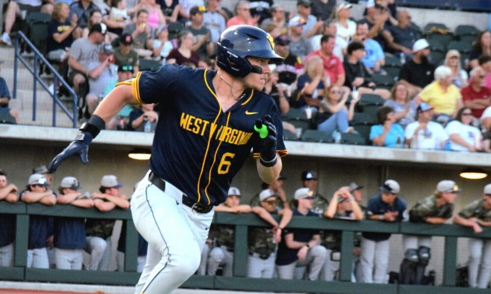 WVU Baseball Paul Schoenfeld Runs to First