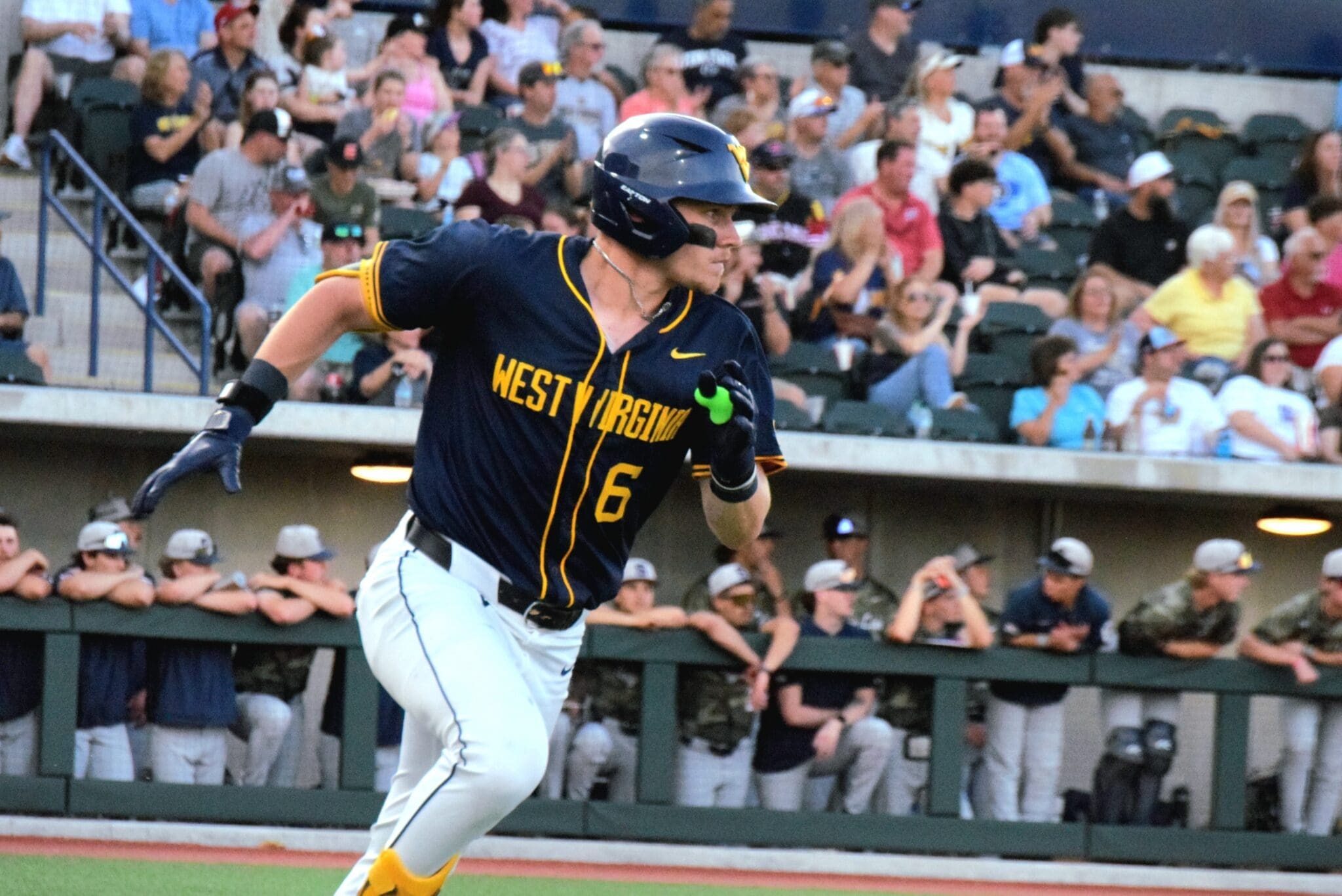 WVU Baseball Paul Schoenfeld Runs to First