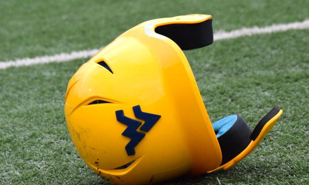 WVU Baseball Helmet stock photo