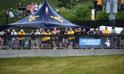 WVU Baseball fans in tent at Morgantown NCAA Regional