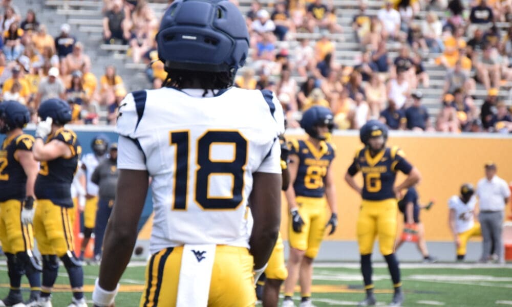 WVU Football DL Zeke Durham-Campbell during scrimmage