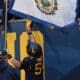 Zach Frazier with flag