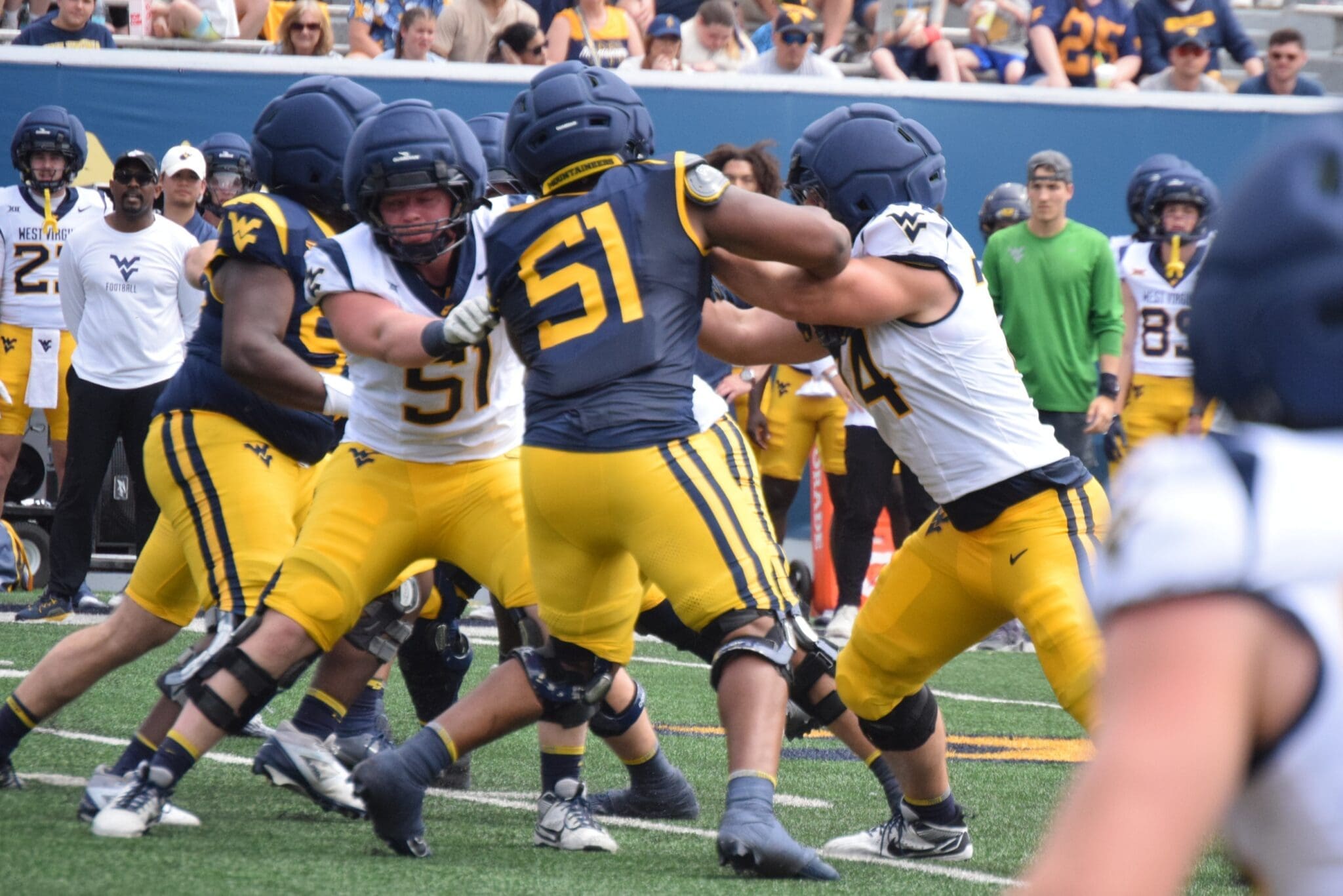 WVU Football DL Taylor Brown at scrimmage