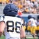 WVU Football WR Cyrus Traugh during a scrimmage