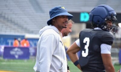 WVU Football legend Pat White with Michael Hawkins Jr.