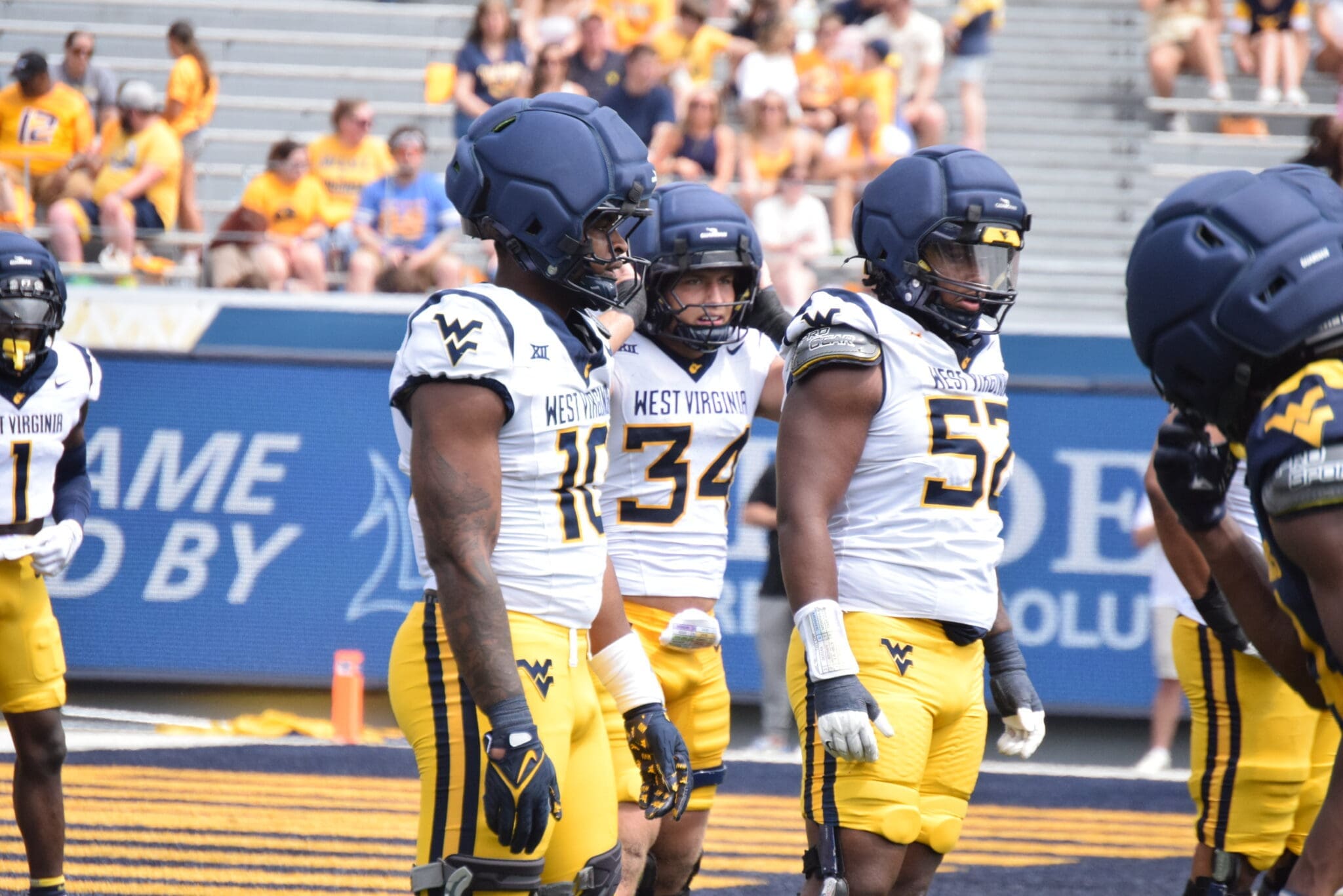 WVU Football Darius Morant and Corey McIntyre line up during scrimmage