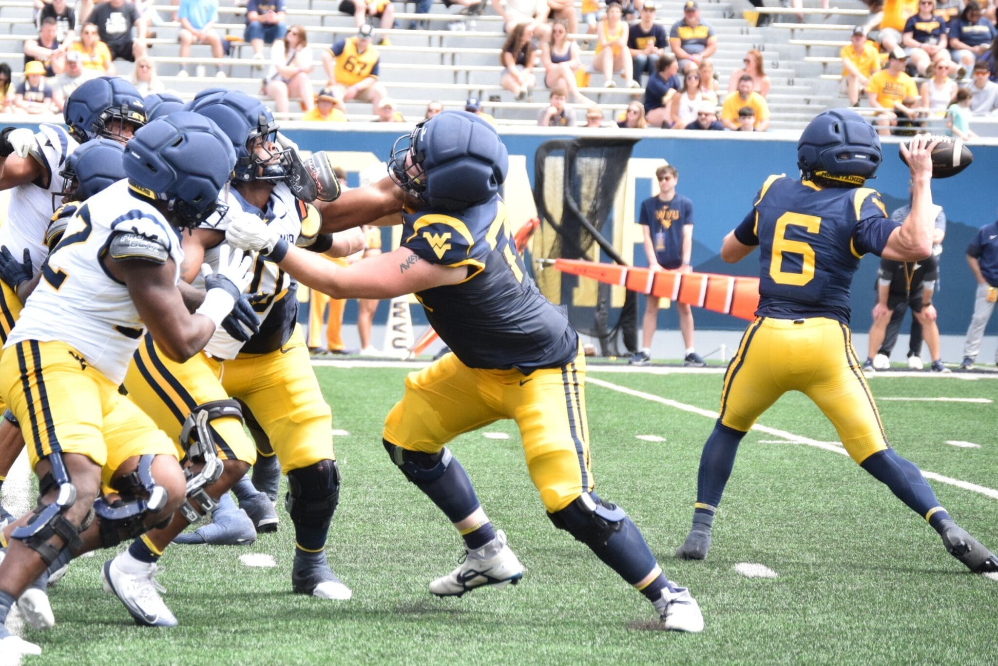 WVU Football QB Max Brown during scrimmage