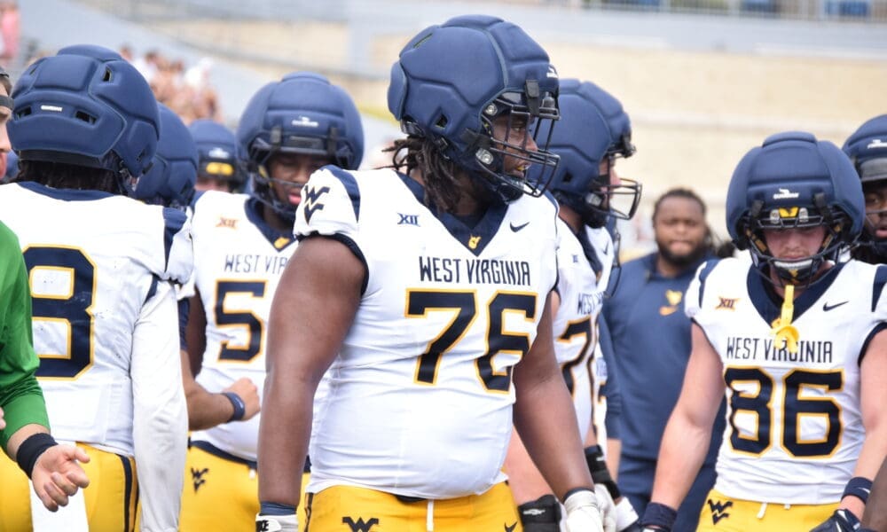 WVU Football OL Deshawn Woods during scrimmage
