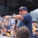 WVU Football HC Rich Rodriguez with fans during spring scrimmage