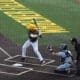 WVU Baseball first baseman Grant Hussey stands in the batter's box.