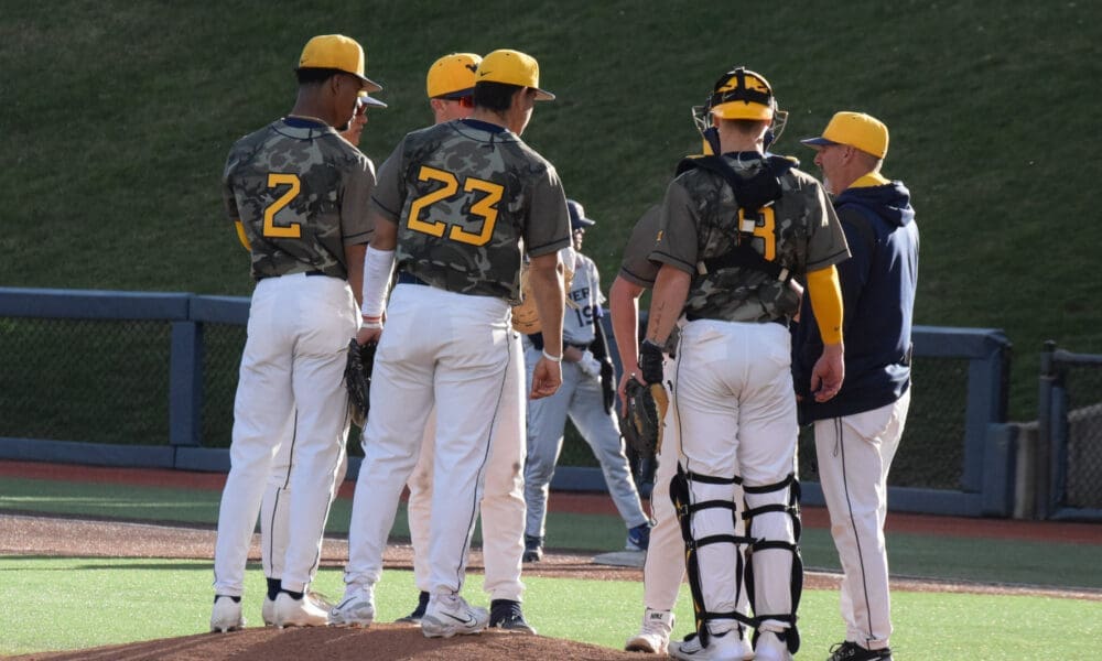 WVU Baseball mound visit