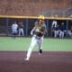 WVU Baseball center fielder Braden Barry rounds the bases.