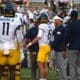 WVU Football HC Neal Brown, Garrett Greene and Chad Scott