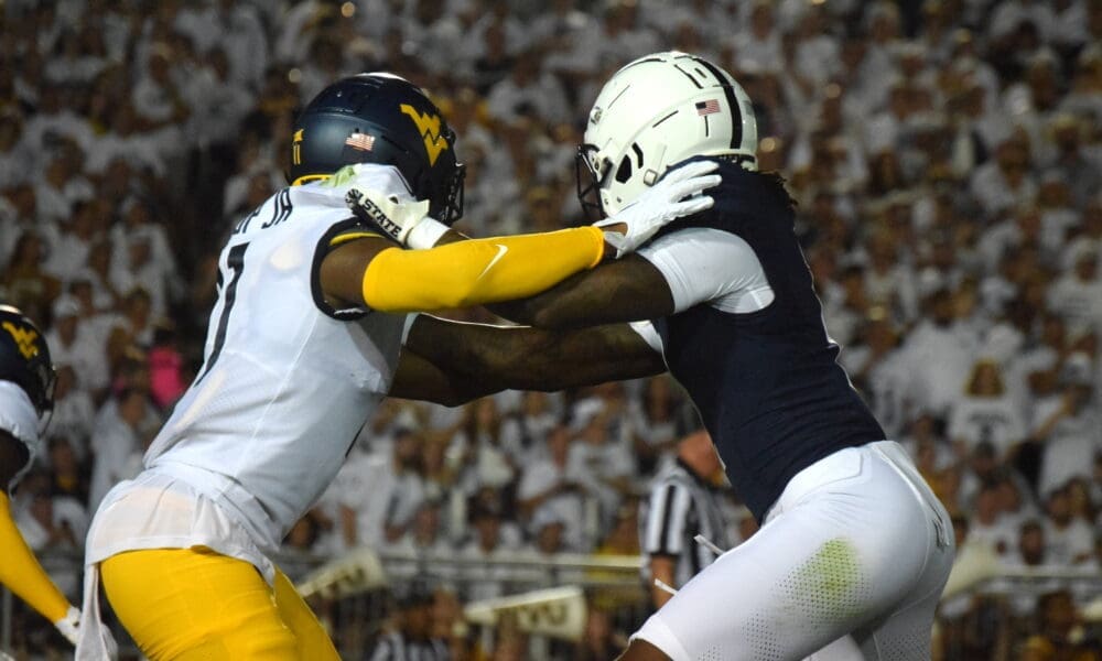 WVU WR Cortez Braham locked up against Penn State
