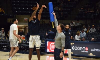 WVU Basketball Jeremiah Bembry and Coach Jordan McCabe