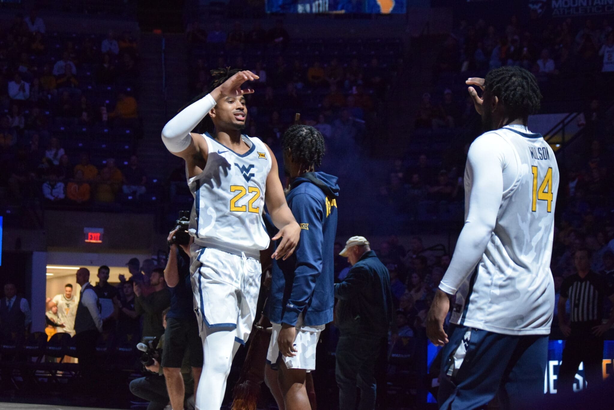 WVU Basketball Josiah Harris and Seth Wilson
