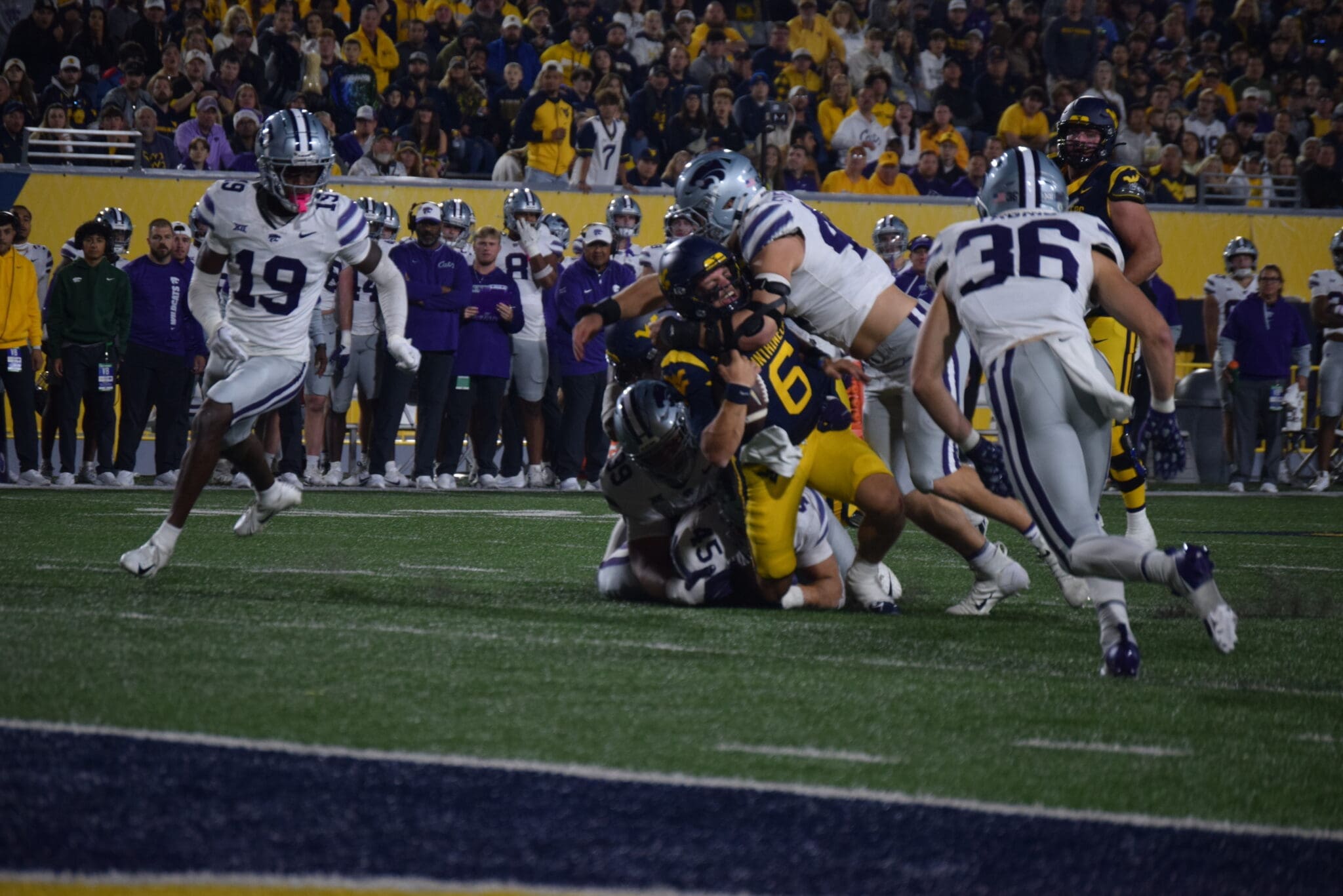 WVU Football Garrett Greene Takes Hit to the Neck against Kansas State