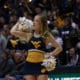 WVU Basketball cheerleader stock
