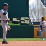 JJ Wetherholt and Tevin Tucker wait in the infield at PNC Park
