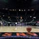 Big 12 basketball on court stock
