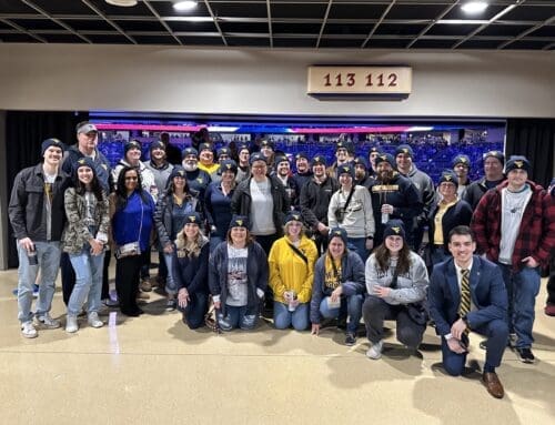 Taylor Scarnato with WVU fans