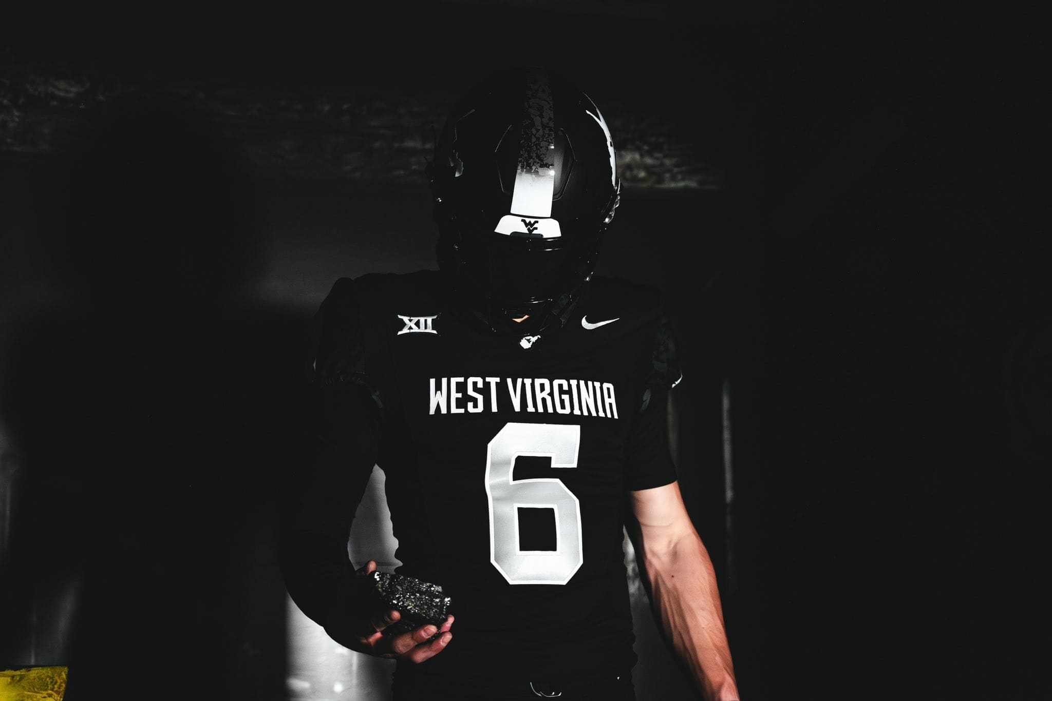 WVU Football QB Garrett Greene in Coal Rush uniform