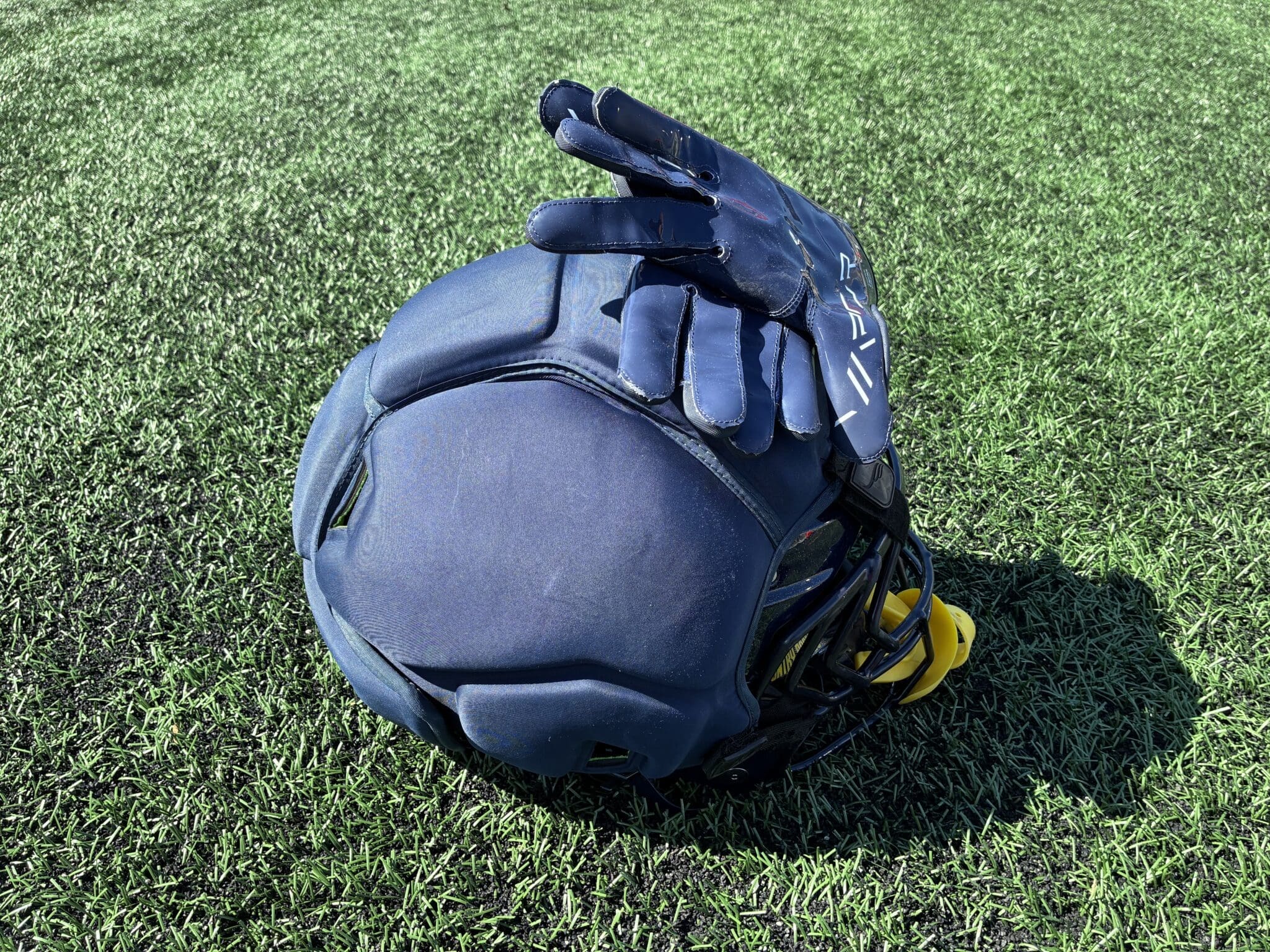 WVU Football practice helmet stock