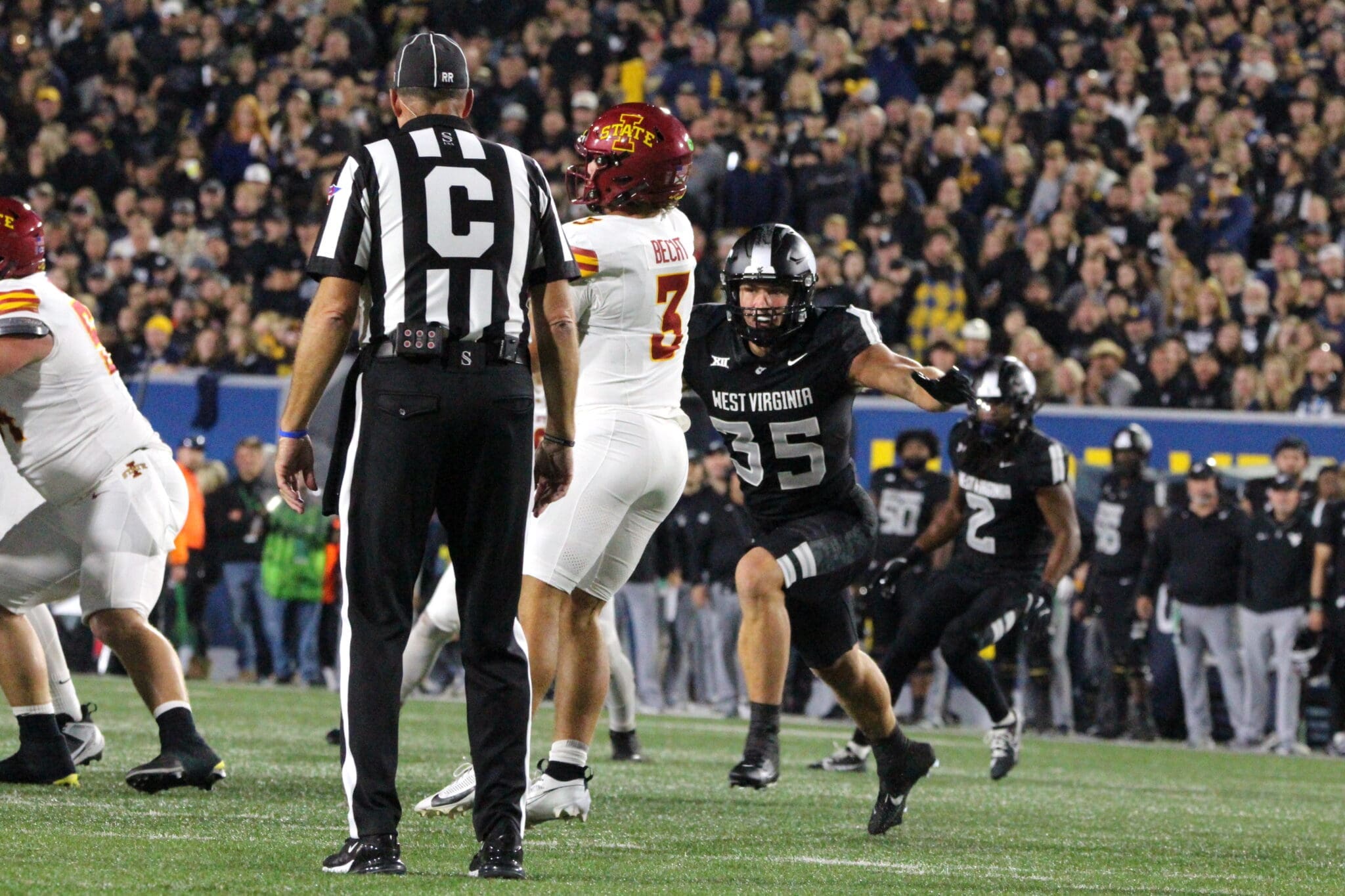 WVU Football LB Reid Carrico versus Iowa State