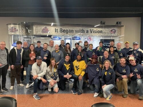 Taylor Scarnato with WVU fans