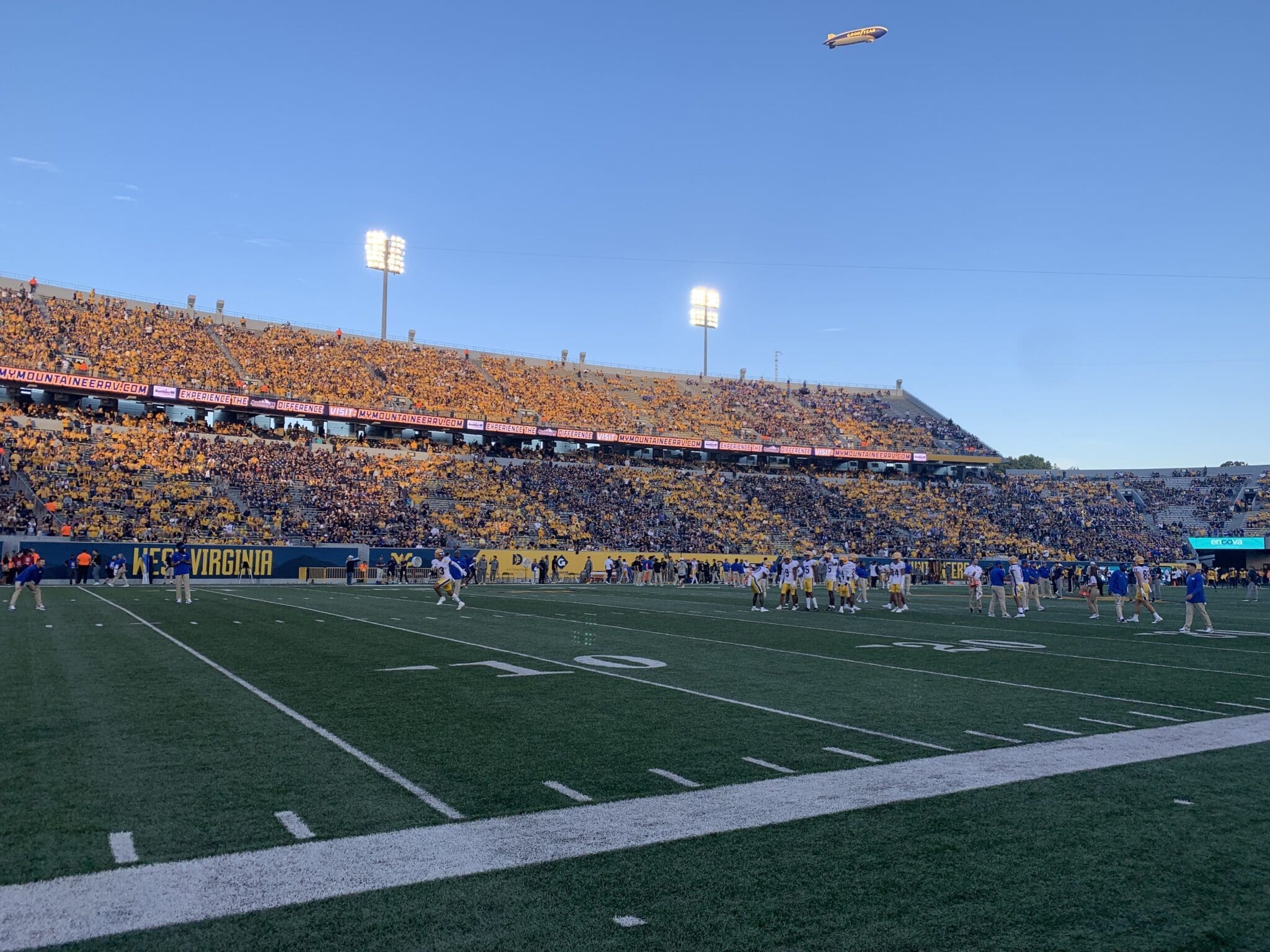 WVU Football stadium field stock