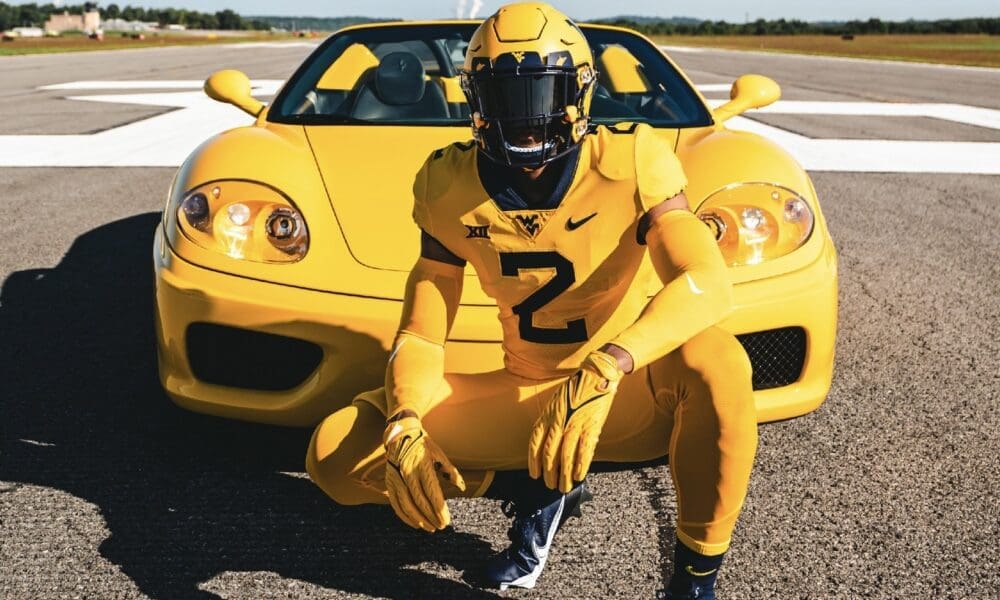 WVU Football all gold uniform