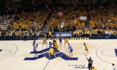 WVU basketball crowd during play stock