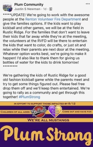 Plum community Facebook post