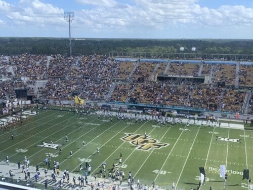 WVU flag on UCF field