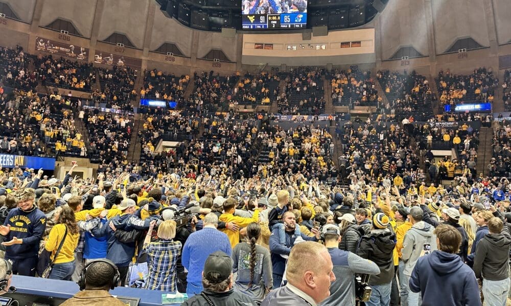 WVU Fans celebrate Kansas win